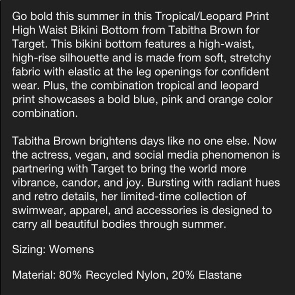 Tabitha Brown Tropical Leopard Print High Cut Bikini Bottoms Large - Picture 2 of 8